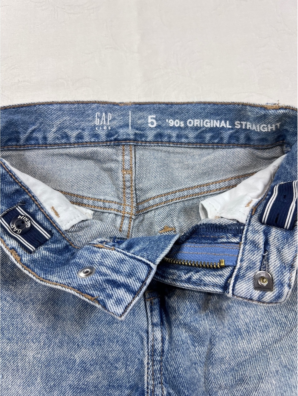 GAP Boys Outfit New Linen Blend White/Blue Button Up Straight Jeans Size 4/5T - Picture 6 of 8